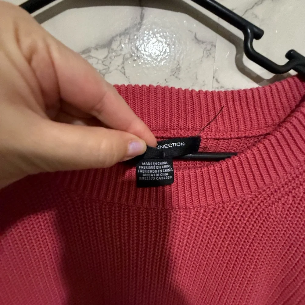 NEW French Connection Pink Knit Sweater Crew Neck Size L